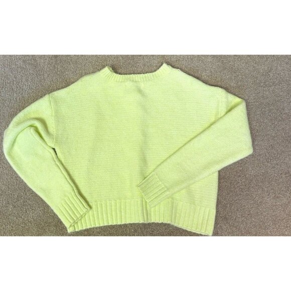 Sugar Moon Lemon Yellow Green Cropped Sweater Women’s Size Medium - Picture 3 of 5